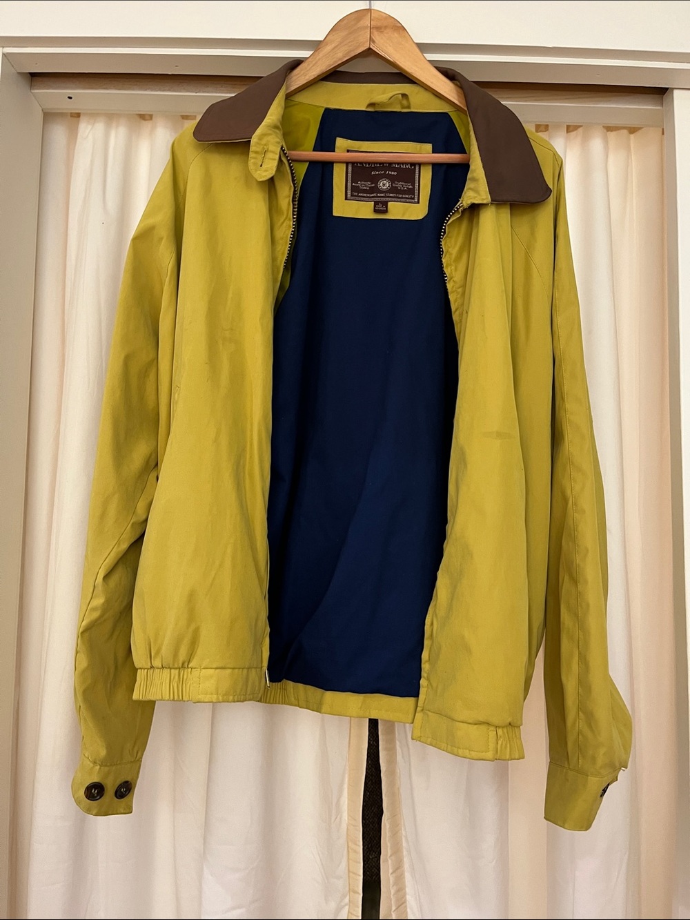 Andrew Marc Olive Green Windbreaker with Brown Collar